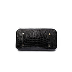 Black Croc Embossement Leather Handbags Metal Lock Satchel Bag - from Aurora-Bags for sale at Aurora-Bags