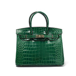 The Tabby | Luxury Crocodile-Embossed Handbag – Elegant Emerald Green - Top-handle Bag from Aurora-Bags