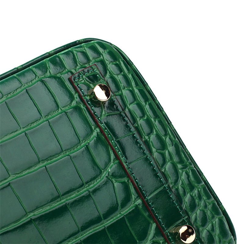 The Tabby | Luxury Crocodile-Embossed Handbag – Elegant Emerald Green - Top-handle Bag from Aurora-Bags