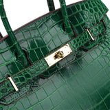 The Tabby | Luxury Crocodile-Embossed Handbag – Elegant Emerald Green - Top-handle Bag from Aurora-Bags