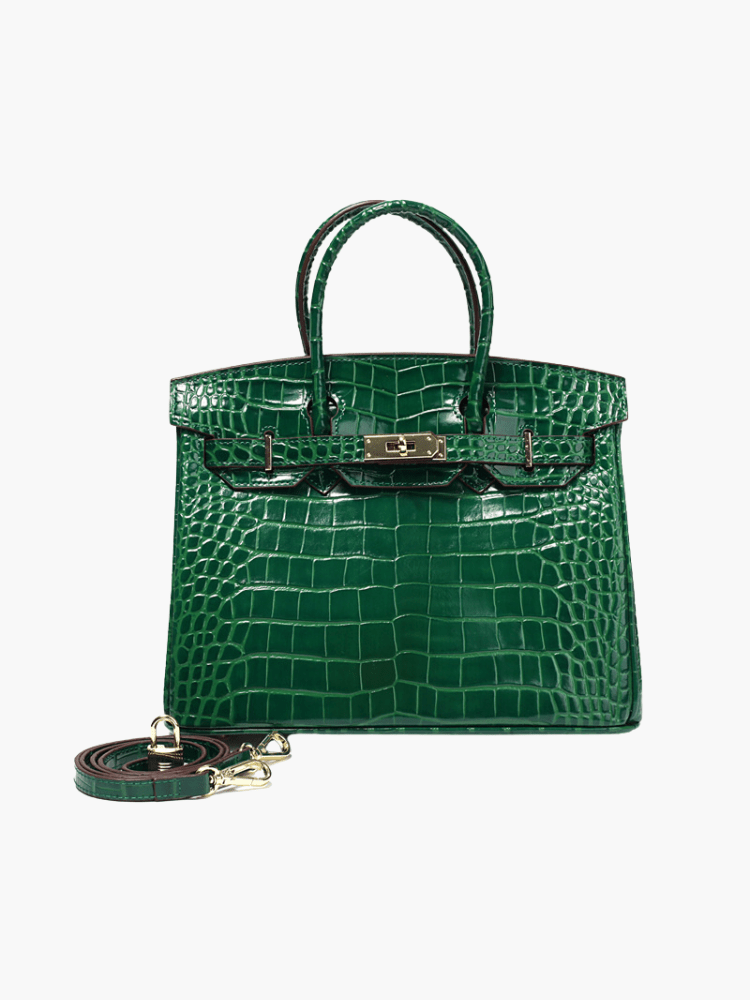 The Tabby | Luxury Crocodile-Embossed Handbag – Elegant Emerald Green - Top-handle Bag from Aurora-Bags