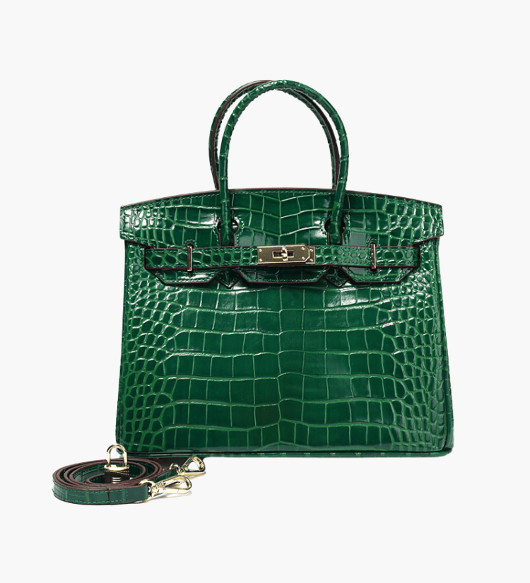 The Tabby | Luxury Crocodile-Embossed Handbag – Elegant Emerald Green - Top-handle Bag from Aurora-Bags