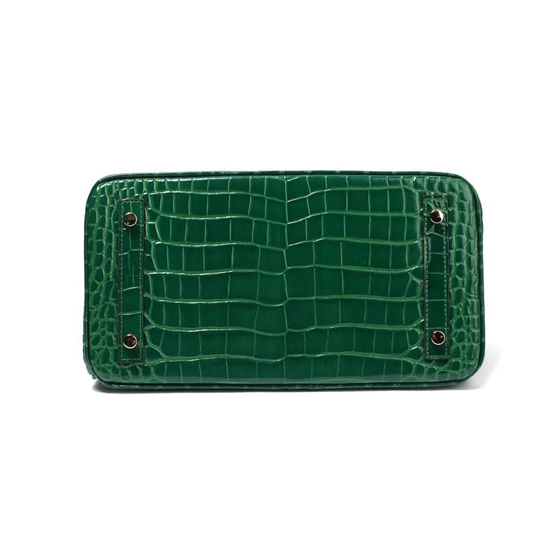 The Tabby | Luxury Crocodile-Embossed Handbag – Elegant Emerald Green - Top-handle Bag from Aurora-Bags