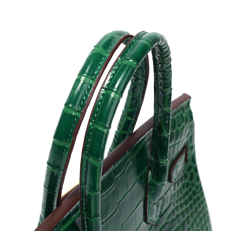 The Tabby | Luxury Crocodile-Embossed Handbag – Elegant Emerald Green - Top-handle Bag from Aurora-Bags