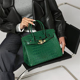 The Tabby | Luxury Crocodile-Embossed Handbag – Elegant Emerald Green - Top-handle Bag from Aurora-Bags