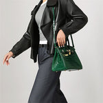 The Tabby | Luxury Crocodile-Embossed Handbag – Elegant Emerald Green - Top-handle Bag from Aurora-Bags