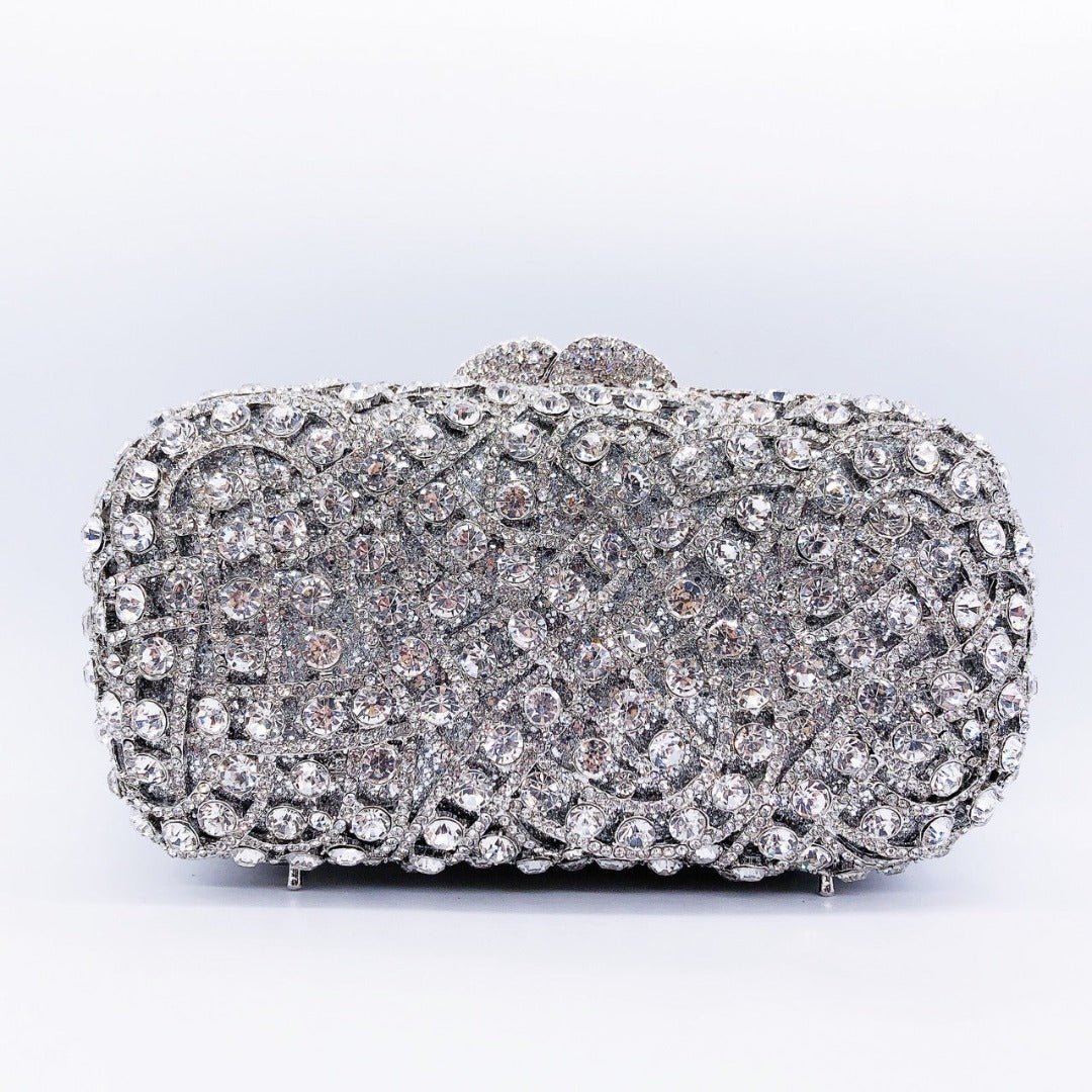 The Valentina | Rhinestones Clutch Bag - Silver - Aurora-Bags