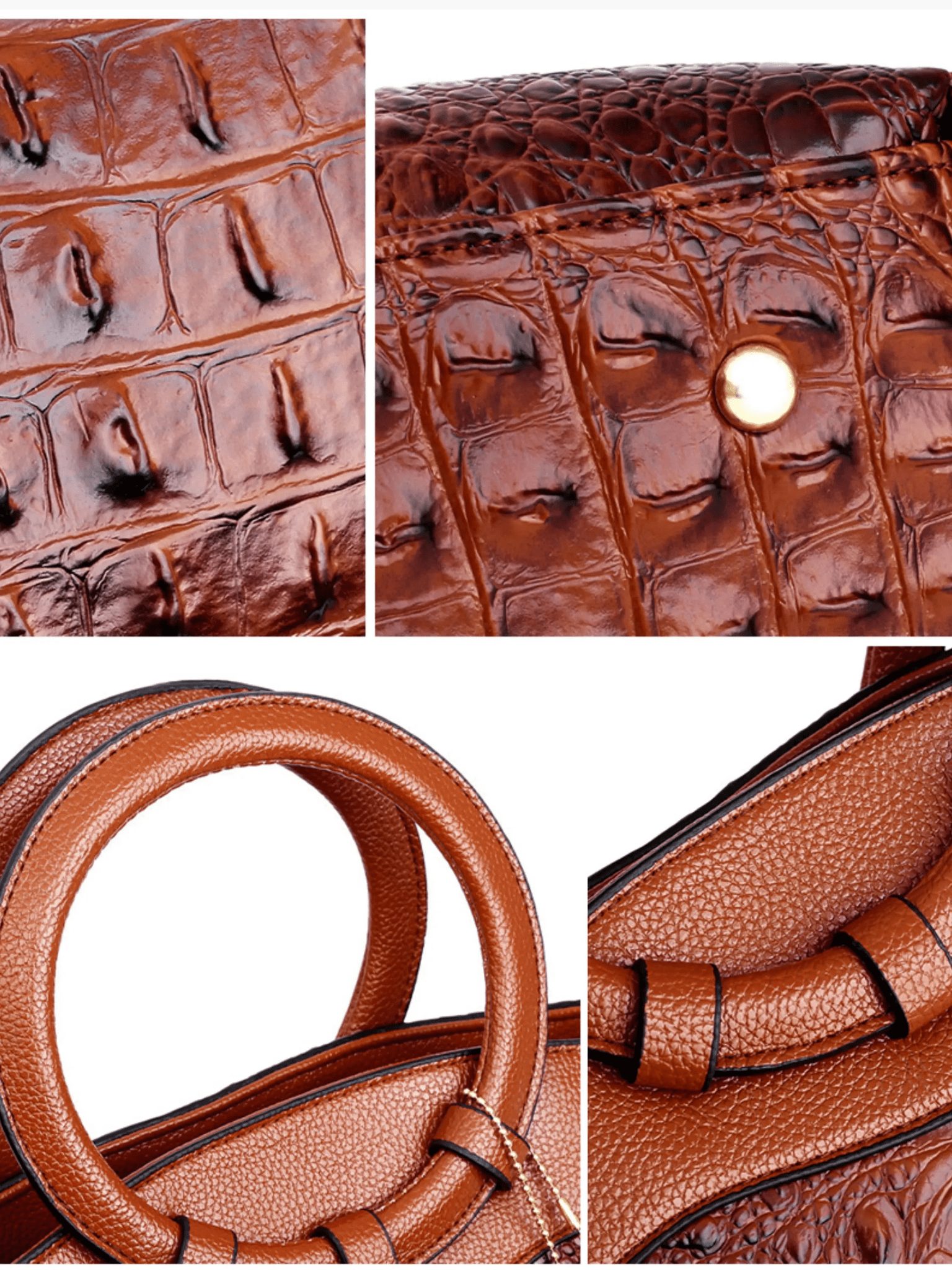 Verona | Croc-Embossed Handbag with Circular Handle Aurora-Bags