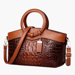 Verona | Croc-Embossed Handbag with Circular Handle Aurora-Bags