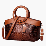 Verona | Croc-Embossed Handbag with Circular Handle Aurora-Bags