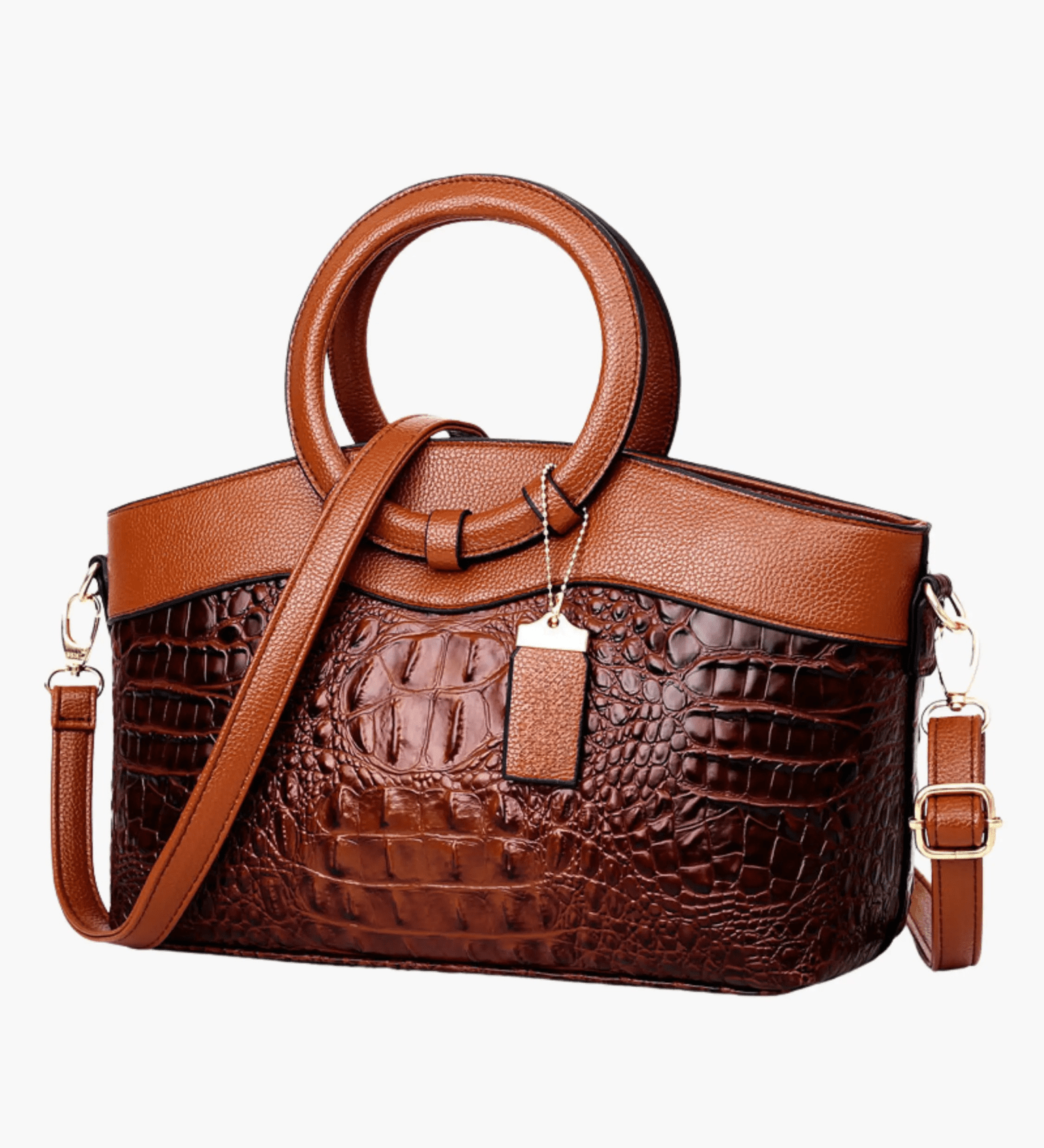 Verona | Croc-Embossed Handbag with Circular Handle Aurora-Bags