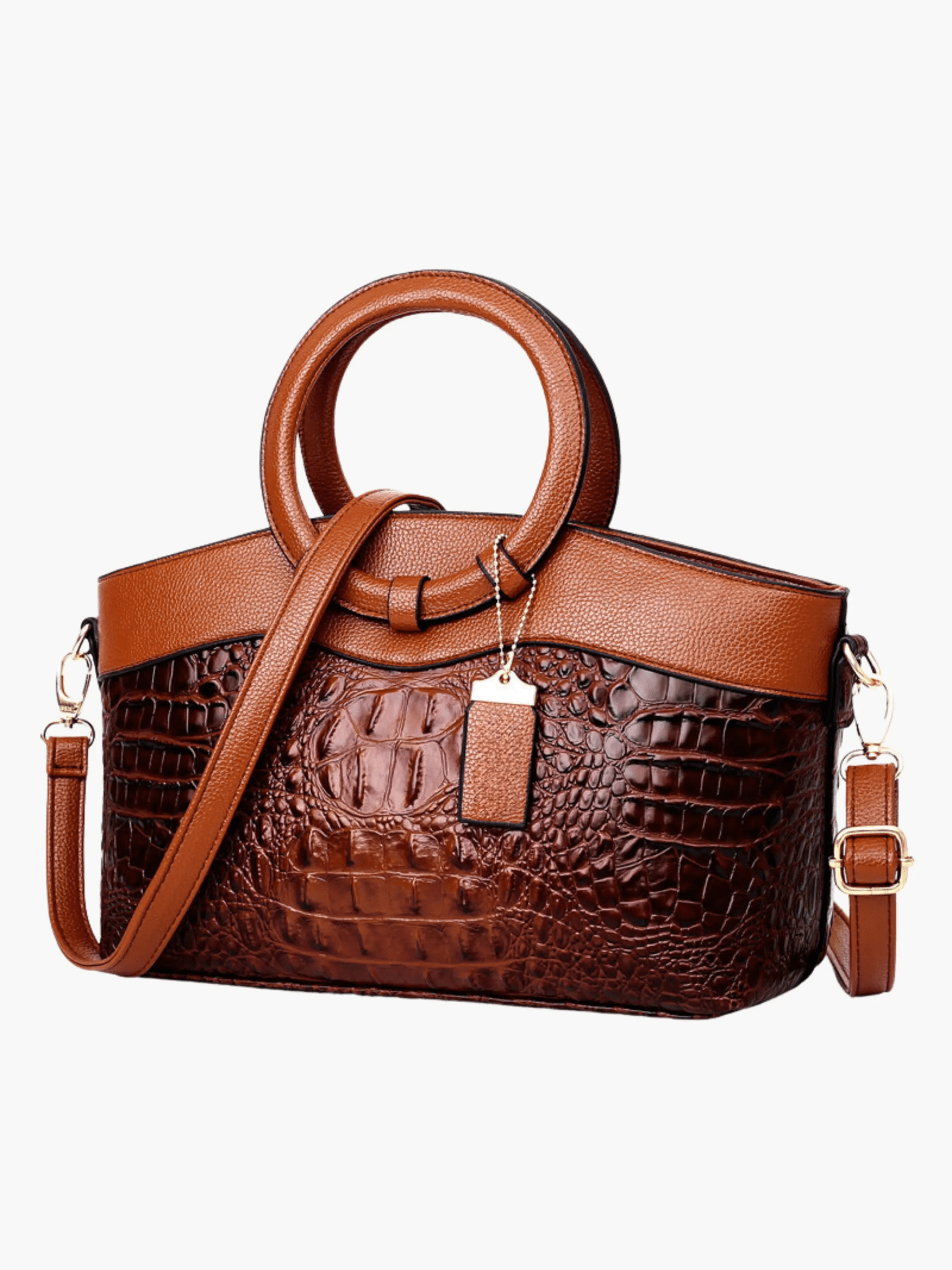 Verona | Croc-Embossed Handbag with Circular Handle Aurora-Bags