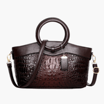 Verona | Croc-Embossed Handbag with Circular Handle Aurora-Bags