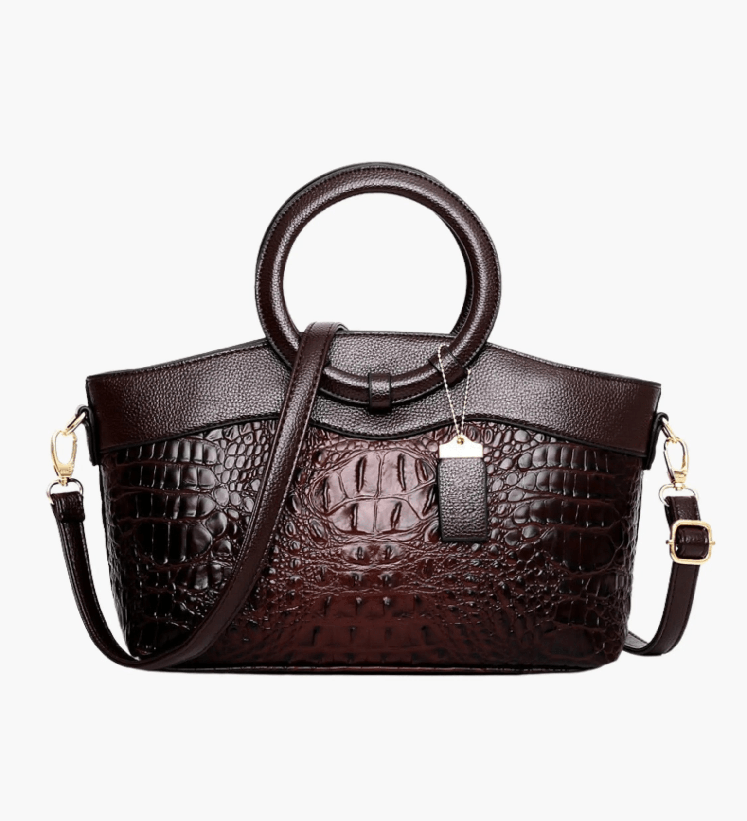 Verona | Croc-Embossed Handbag with Circular Handle Aurora-Bags