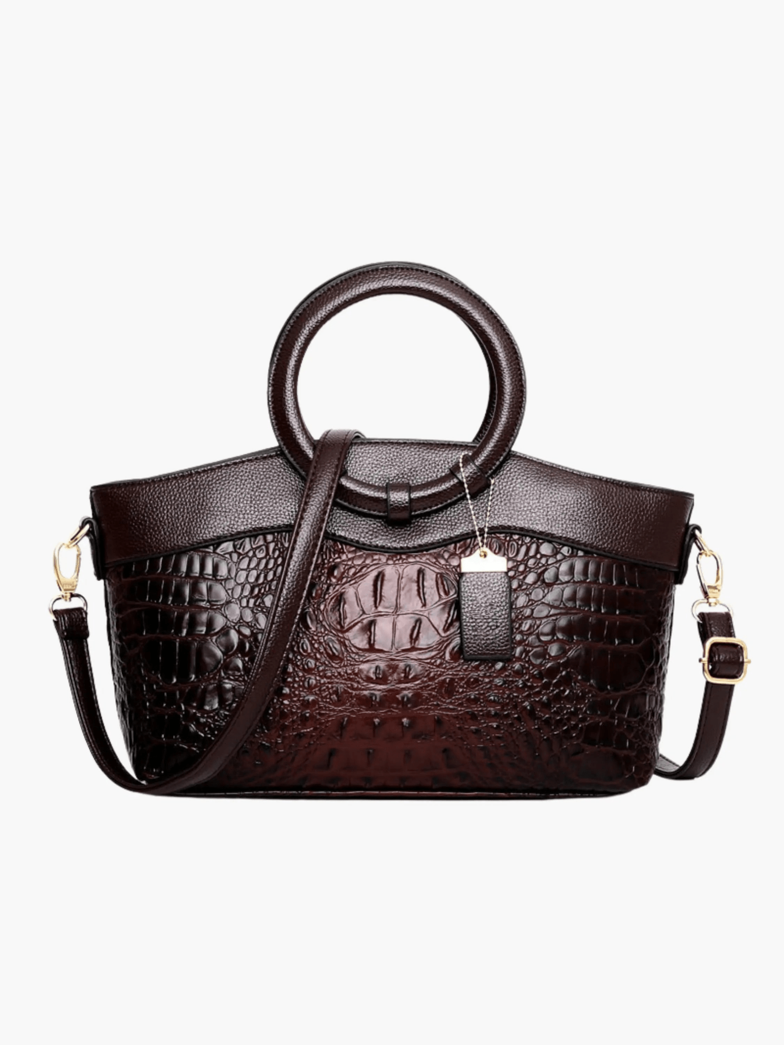 Verona | Croc-Embossed Handbag with Circular Handle Aurora-Bags