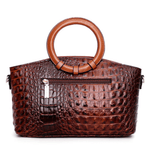 Verona | Croc-Embossed Handbag with Circular Handle Aurora-Bags