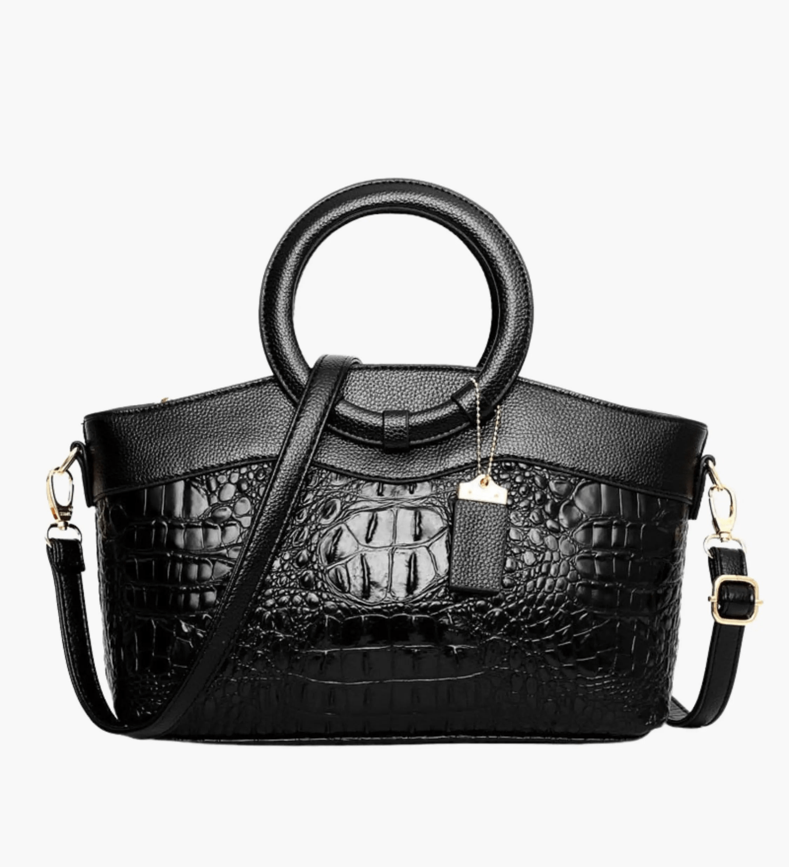 Verona | Croc-Embossed Handbag with Circular Handle Aurora-Bags