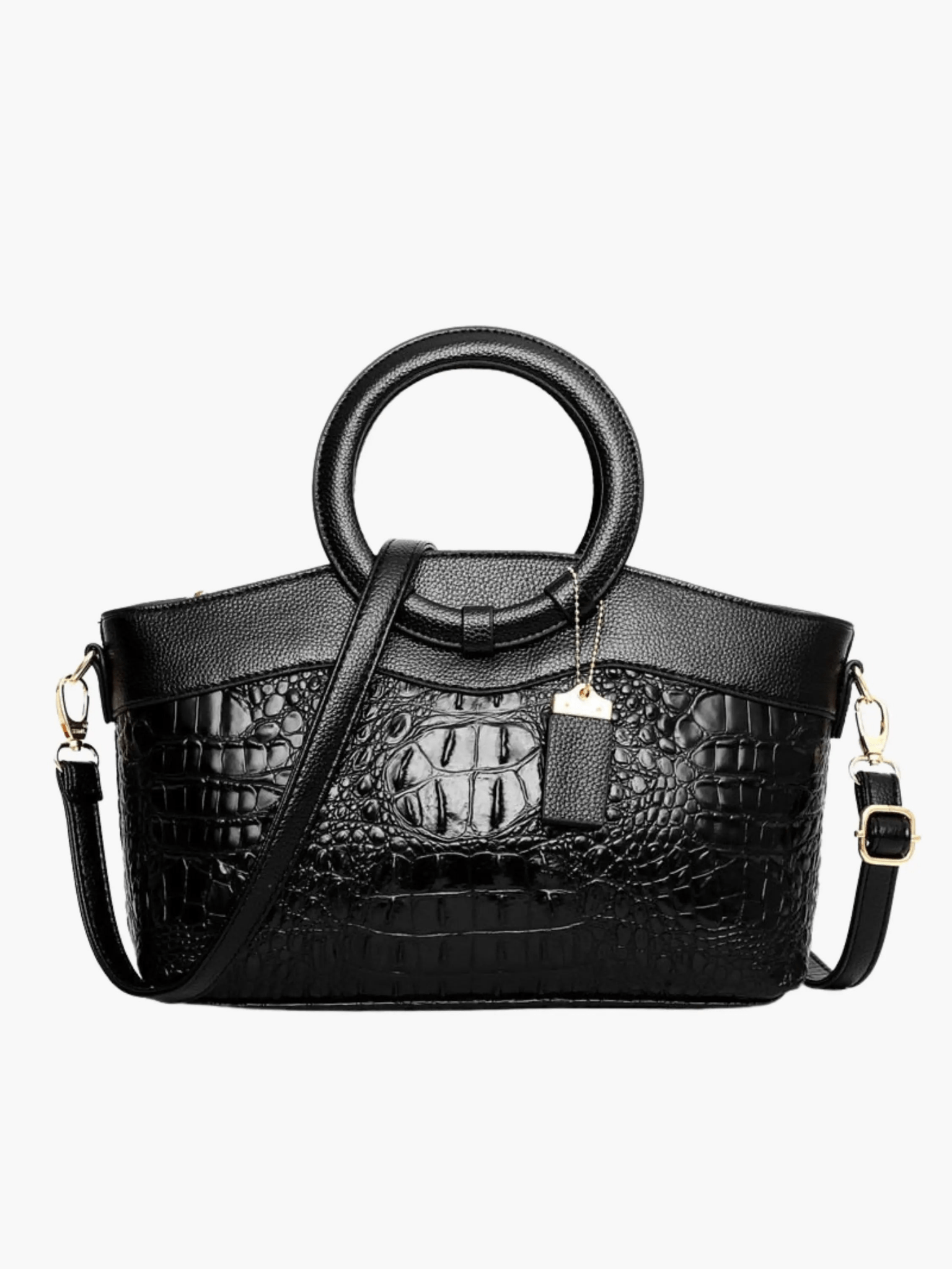 Verona | Croc-Embossed Handbag with Circular Handle Aurora-Bags