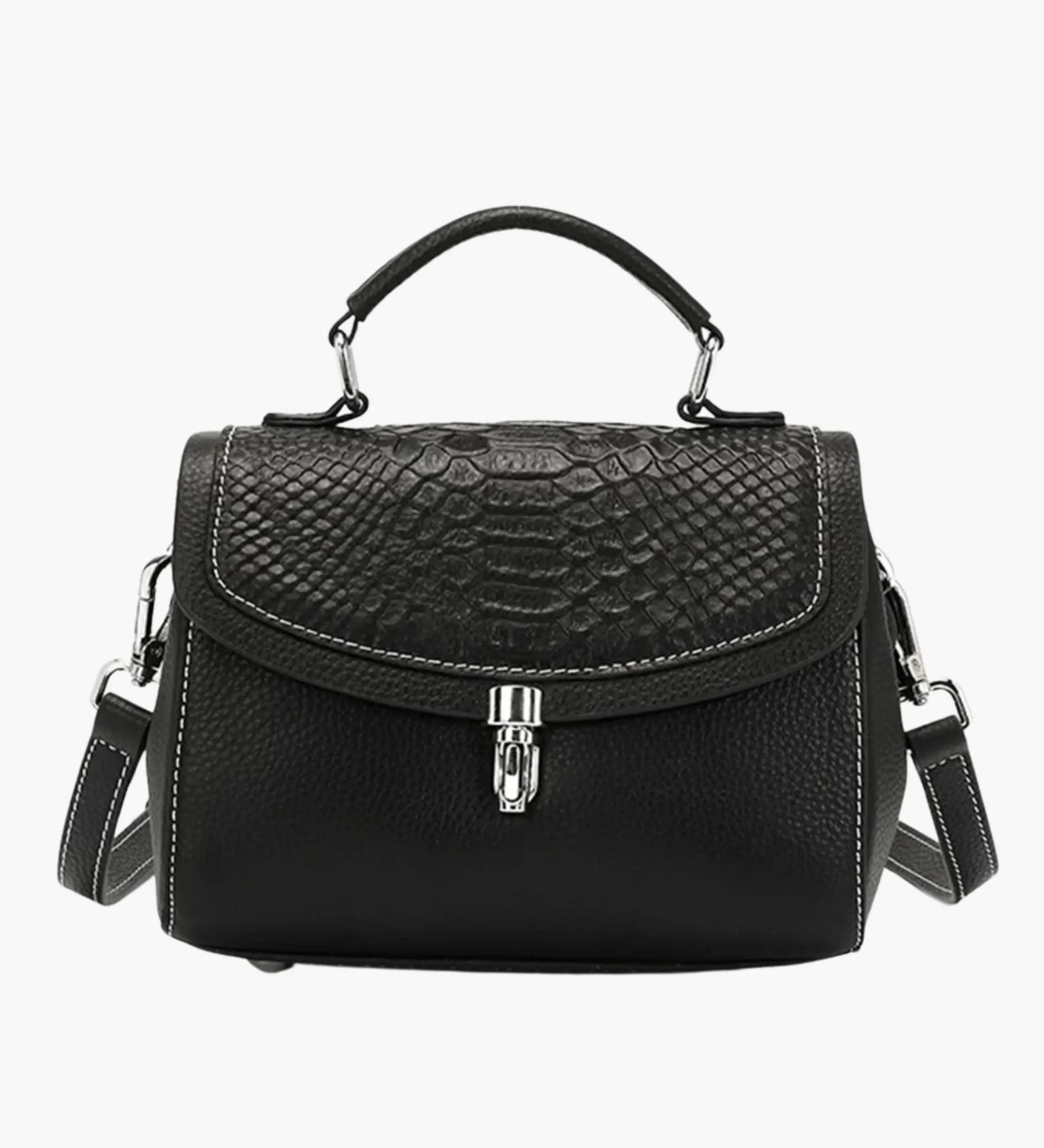 Victoria | Croc-Embossed Top Handle Bag Feylen.com