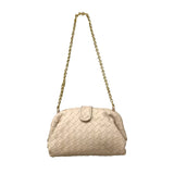 Veyndra | Black Woven Leather Chain Bag – Elegant & Chic