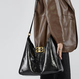 Aria | Glossy Leather Shoulder Bag – Bold & Elegant