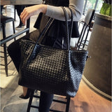 Belle | Black Woven Leather Tote Bag – Chic & Spacious