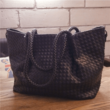 Belle | Black Woven Leather Tote Bag – Chic & Spacious