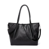 Belle | Black Woven Leather Tote Bag – Chic & Spacious