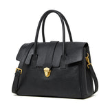 Genevieve | Black Classic Leather Satchel – Elegant & Timeless