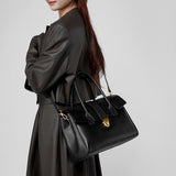 Genevieve | Black Classic Leather Satchel – Elegant & Timeless