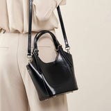 Ylani | Chic Black Leather Bucket Bag