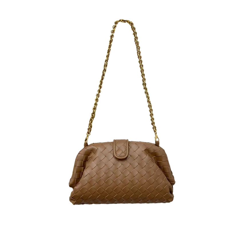 Veyndra | Black Woven Leather Chain Bag – Elegant & Chic