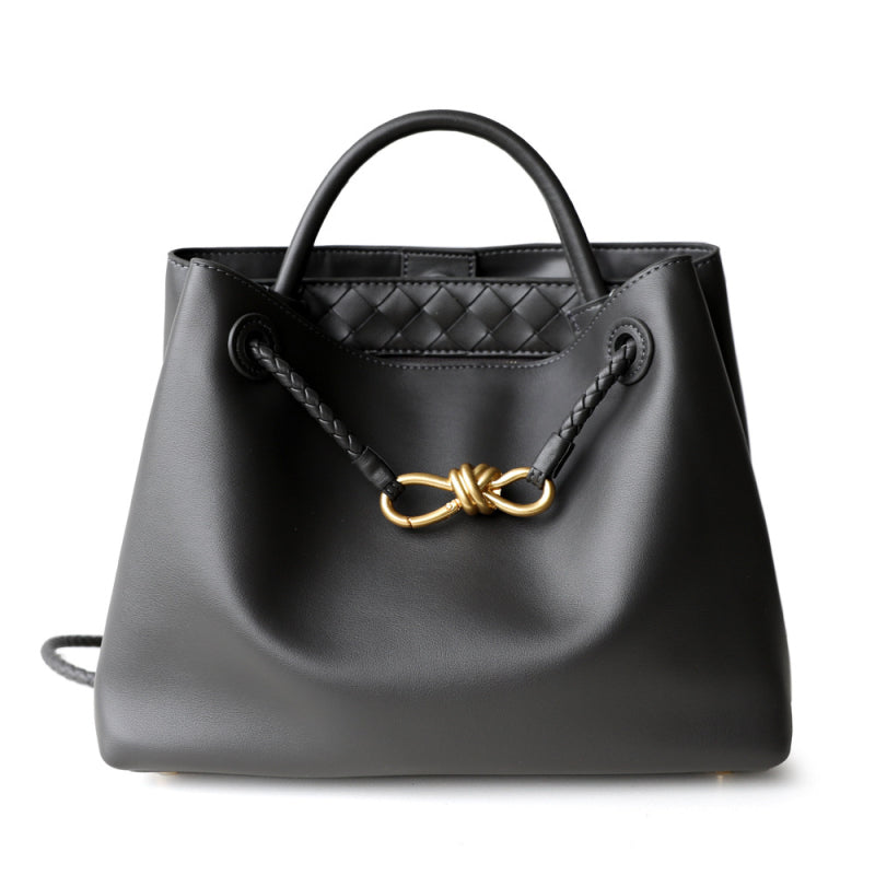 Melisande | Elegant Brown Leather Drawstring Bag – Chic & Timeless Design