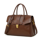 Genevieve | Black Classic Leather Satchel – Elegant & Timeless