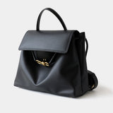 Ella Structured Flap Handbag - Elegant Top Handle with Knot Detail