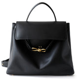Ella Structured Flap Handbag - Elegant Top Handle with Knot Detail