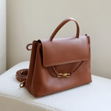 Ella Structured Flap Handbag - Elegant Top Handle with Knot Detail