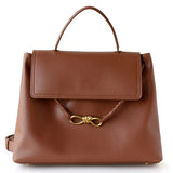 Ella Structured Flap Handbag - Elegant Top Handle with Knot Detail