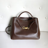 Melisande | Elegant Brown Leather Drawstring Bag – Chic & Timeless Design