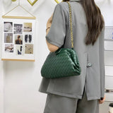Veyndra | Black Woven Leather Chain Bag – Elegant & Chic