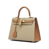 The Juliana | Two-Tone Structured Handbag – Classic & Luxurious - Taupe