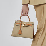 The Juliana | Two-Tone Structured Handbag – Classic & Luxurious - Taupe