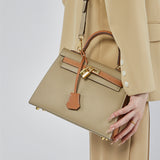 The Juliana | Two-Tone Structured Handbag – Classic & Luxurious - Taupe