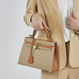 The Juliana | Two-Tone Structured Handbag – Classic & Luxurious - Taupe
