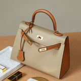The Juliana | Two-Tone Structured Handbag – Classic & Luxurious - Taupe