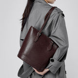 Amelia | Brown Leather Bucket Bag – Sleek & Sophisticated