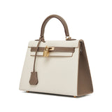 The Kelly | Ivory & Taupe Structured Handbag – Classic & Elegant