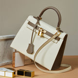 The Kelly | Ivory & Taupe Structured Handbag – Classic & Elegant
