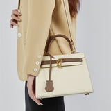 The Kelly | Ivory & Taupe Structured Handbag – Classic & Elegant