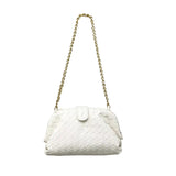 Veyndra | Black Woven Leather Chain Bag – Elegant & Chic